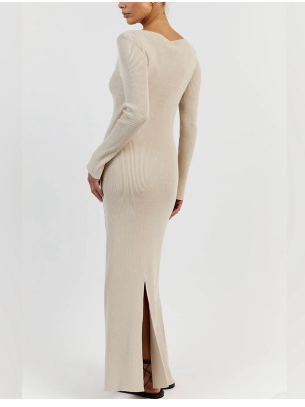 DISSH ARIA STONE KNIT SLEEVED MIDI DRESS